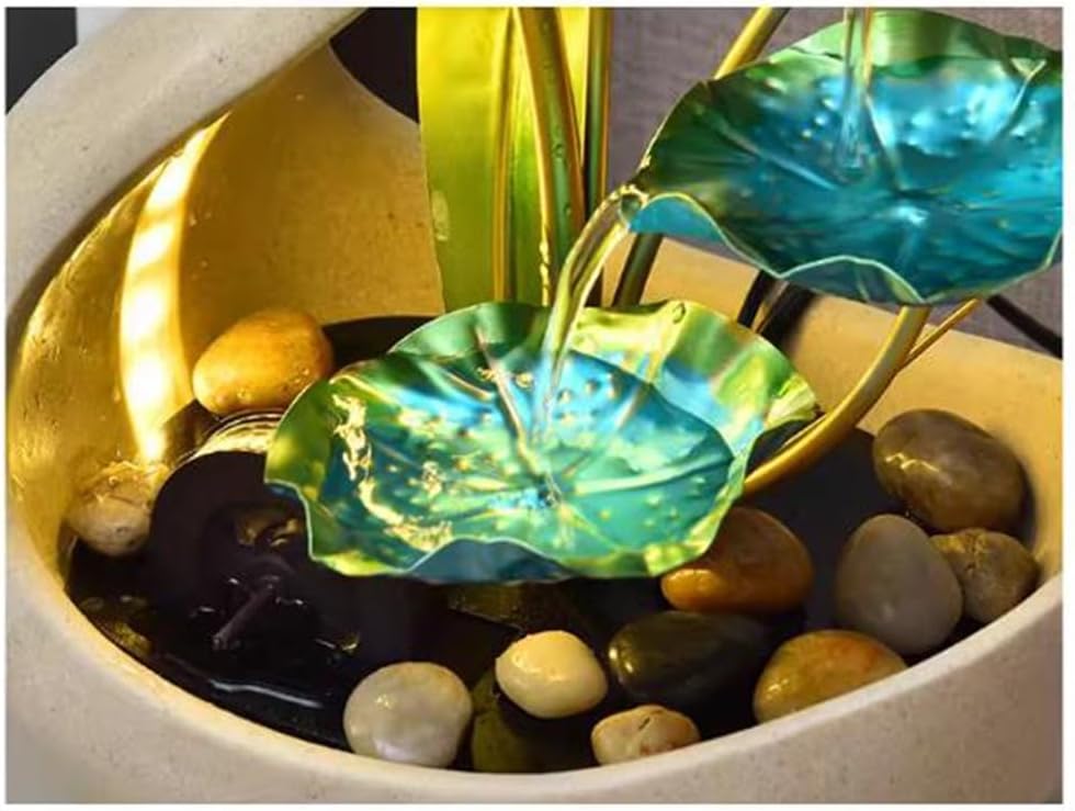 Elegant Desktop Water Fountain with Iron Lotus Design