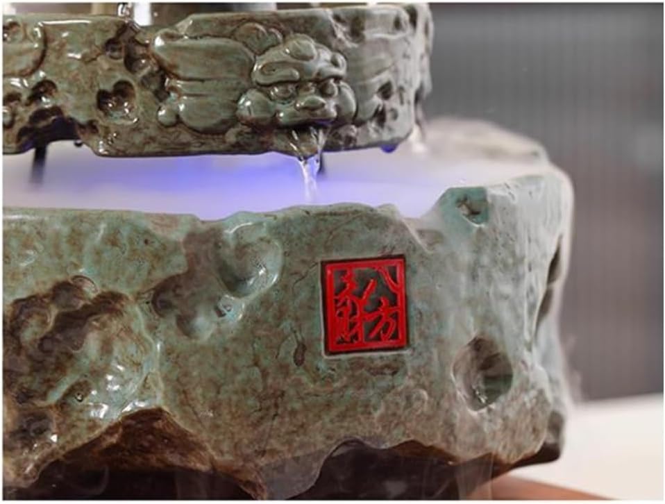 Elegant Green Ceramic Tabletop Water Fountain