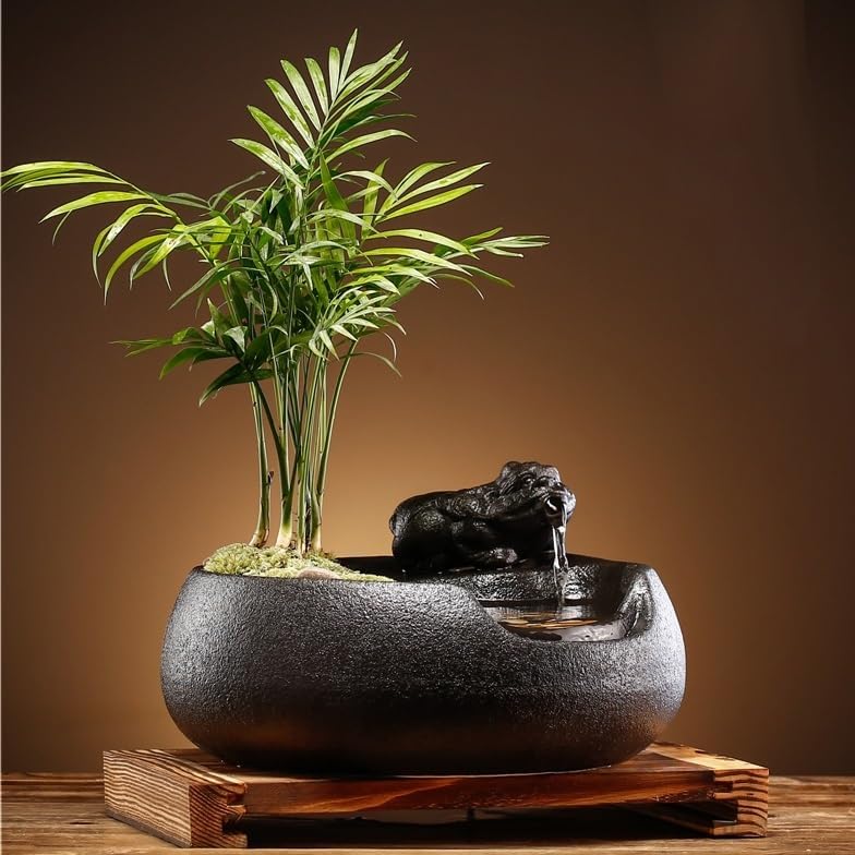 AQWASYUTER Indoor Tabletop Fountain Zen Waterfall Decor