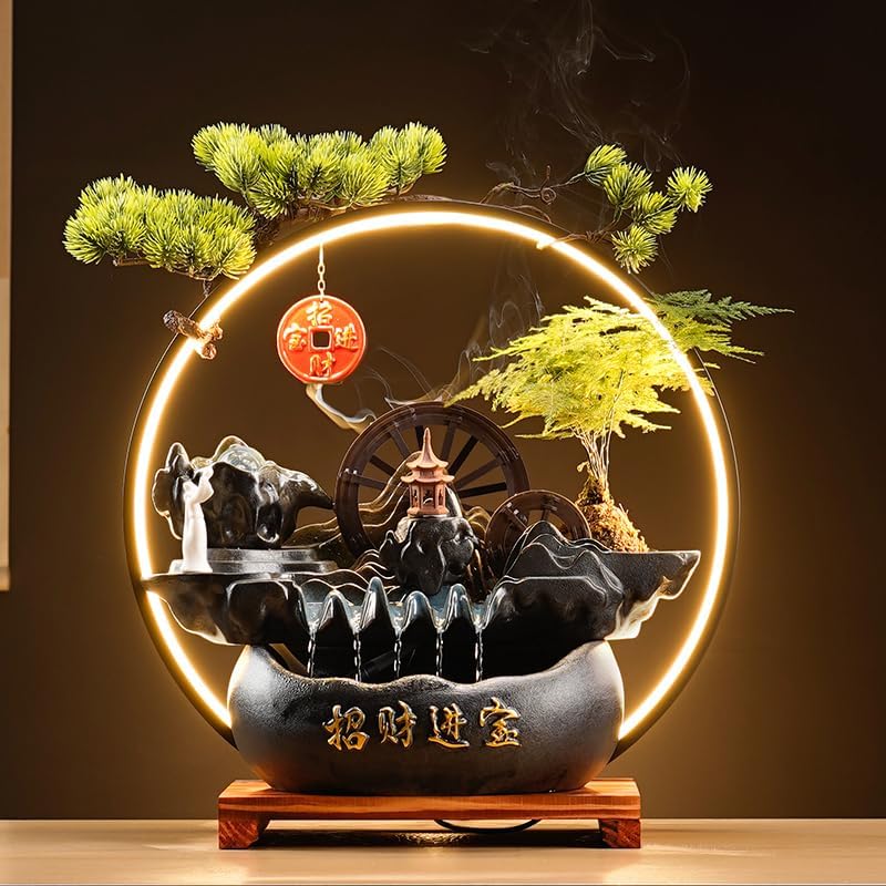 Indoor Water Fountain Decor for Home Office Zen Style