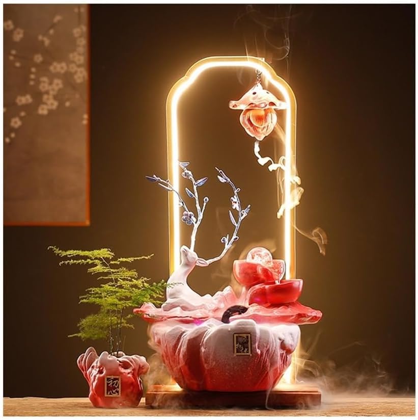 Red Deer Tabletop Indoor Fountain with Circulating Water
