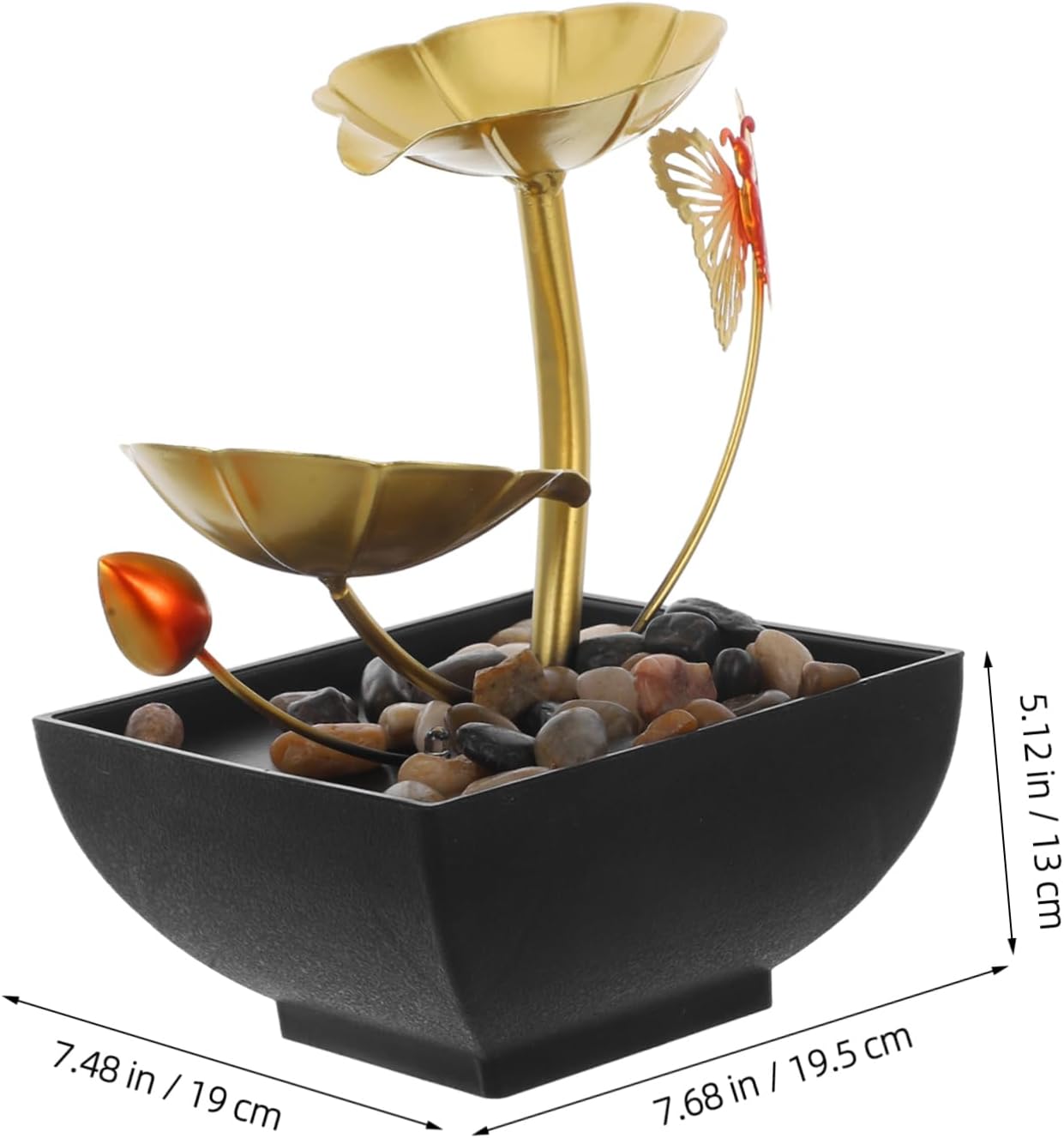 STOBAZA Indoor Water Fountain with Lotus Leaf and River Rocks USB-Powered Air Humidifier for Relaxation and Decor