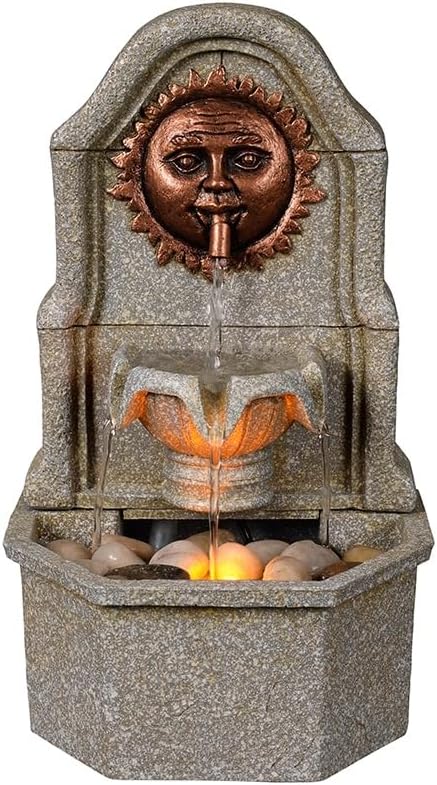 Elegant Desktop Water Fountain with Resin Sun Design