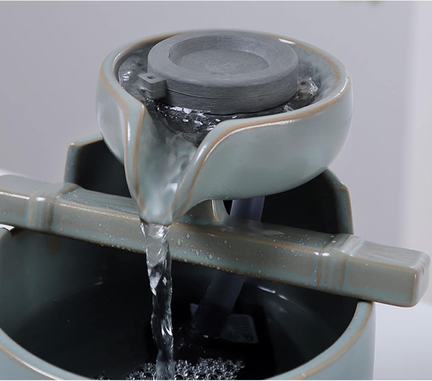 Elegant Ceramic Desktop Water Fountain for Home Office and Living Room