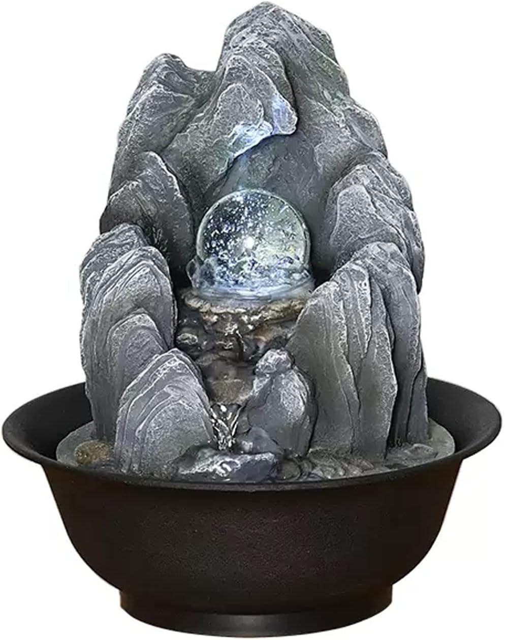 XRXwuf689 Desktop Water Fountain with Rotatable Ball for Zen Relaxation
