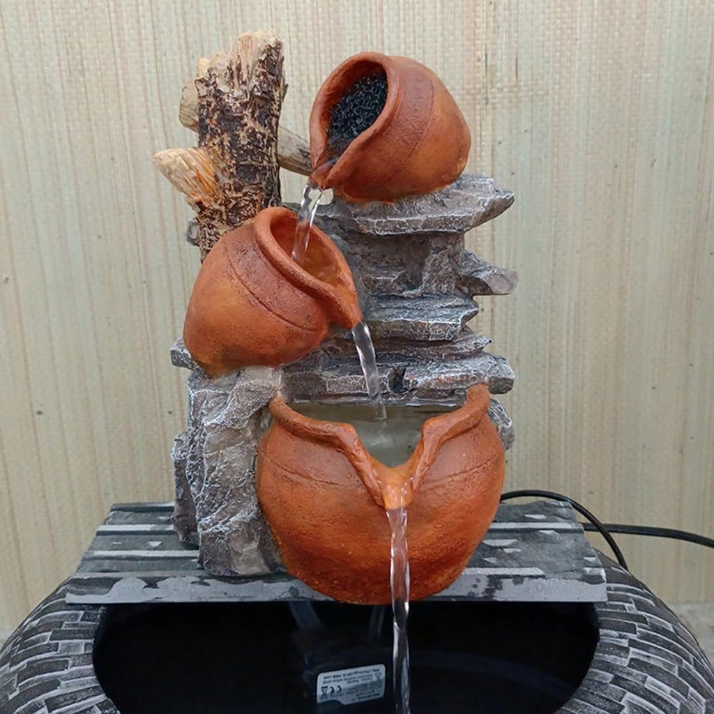 Elegant Water Flow Clay Pot Tabletop Fountain Decoration