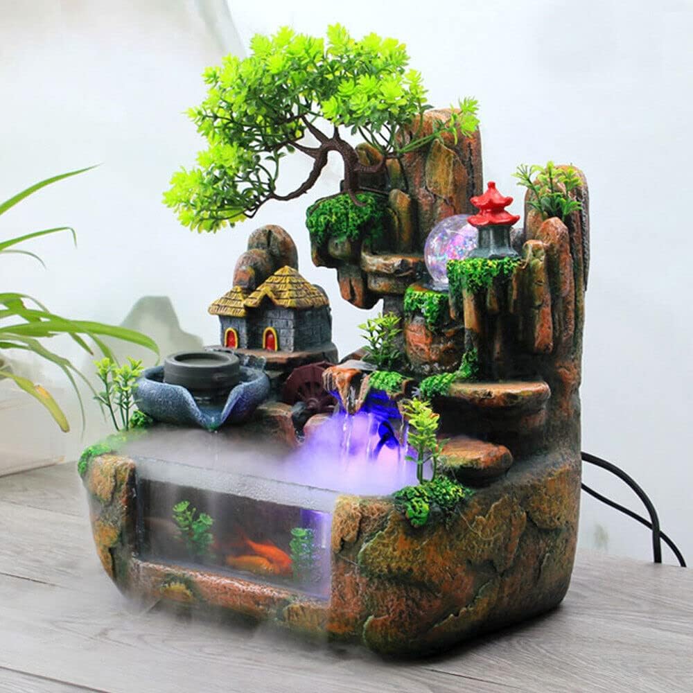 Goudergo Tabletop Waterfall Fountain with LED Light