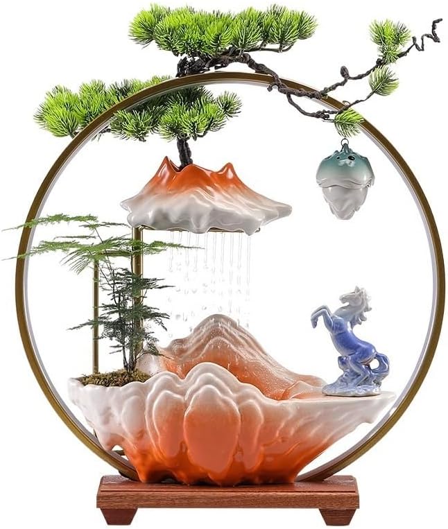 Chinese Style Ceramic Water Fountain for Wealth Attraction Indoor Decor 1