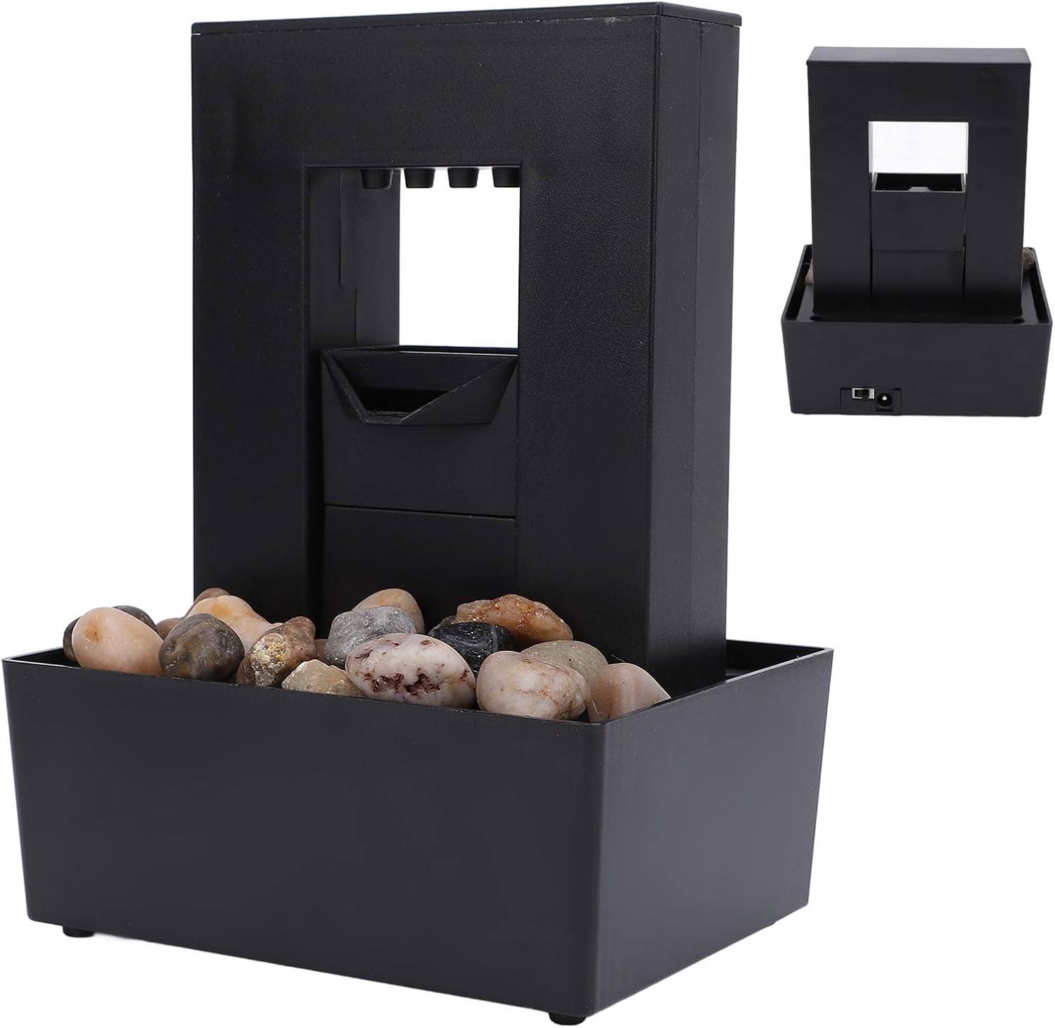 Tabletop Water Fountain with LED Light and Pebbles