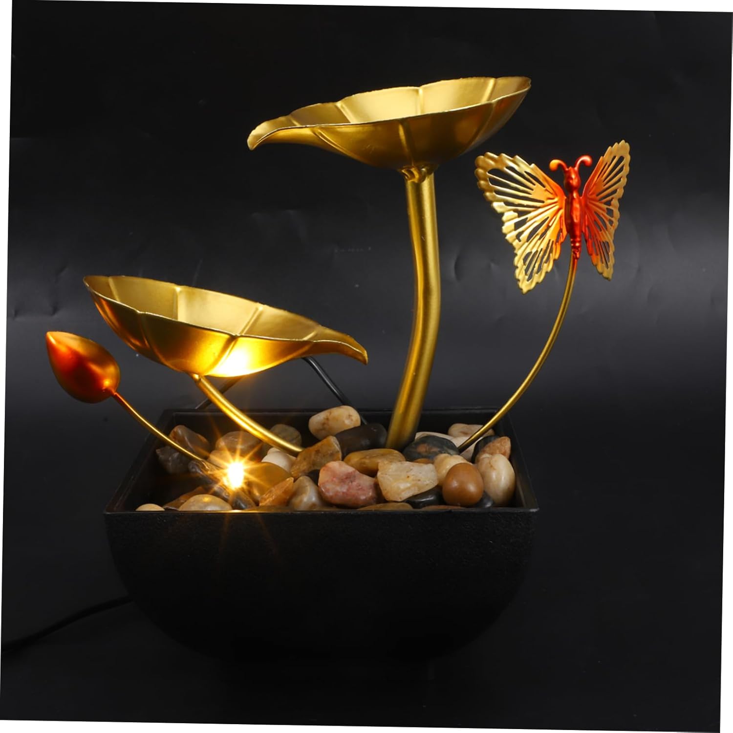 CORHAD Leaf Indoor Tabletop Fountain with LED Light and River Rocks
