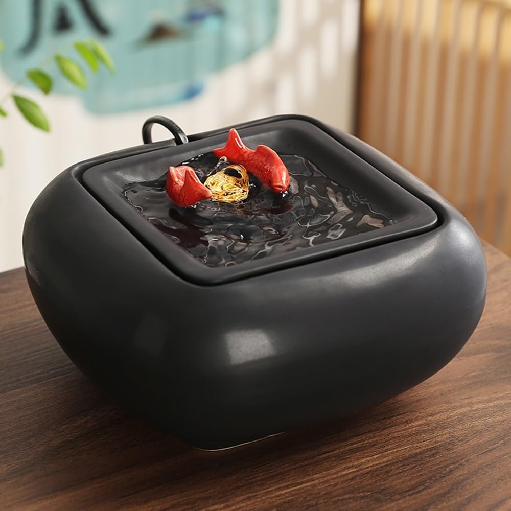 Elegant Tabletop Water Fountain with Goldfish