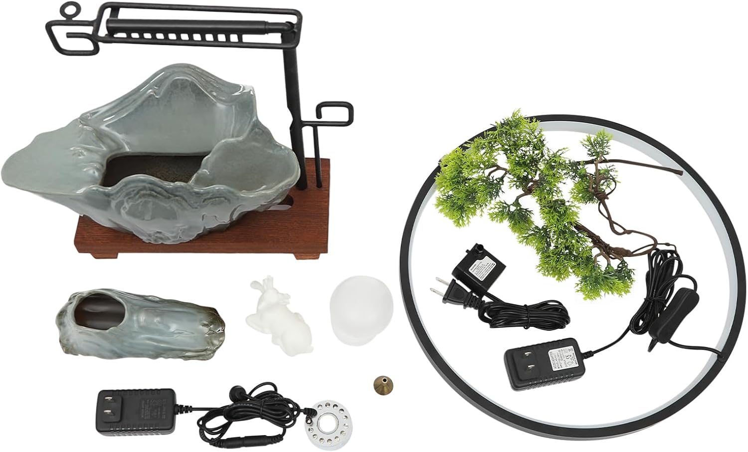 Chinese Style Landscape Deer Indoor Water Fountain with LED Light and Mist 1