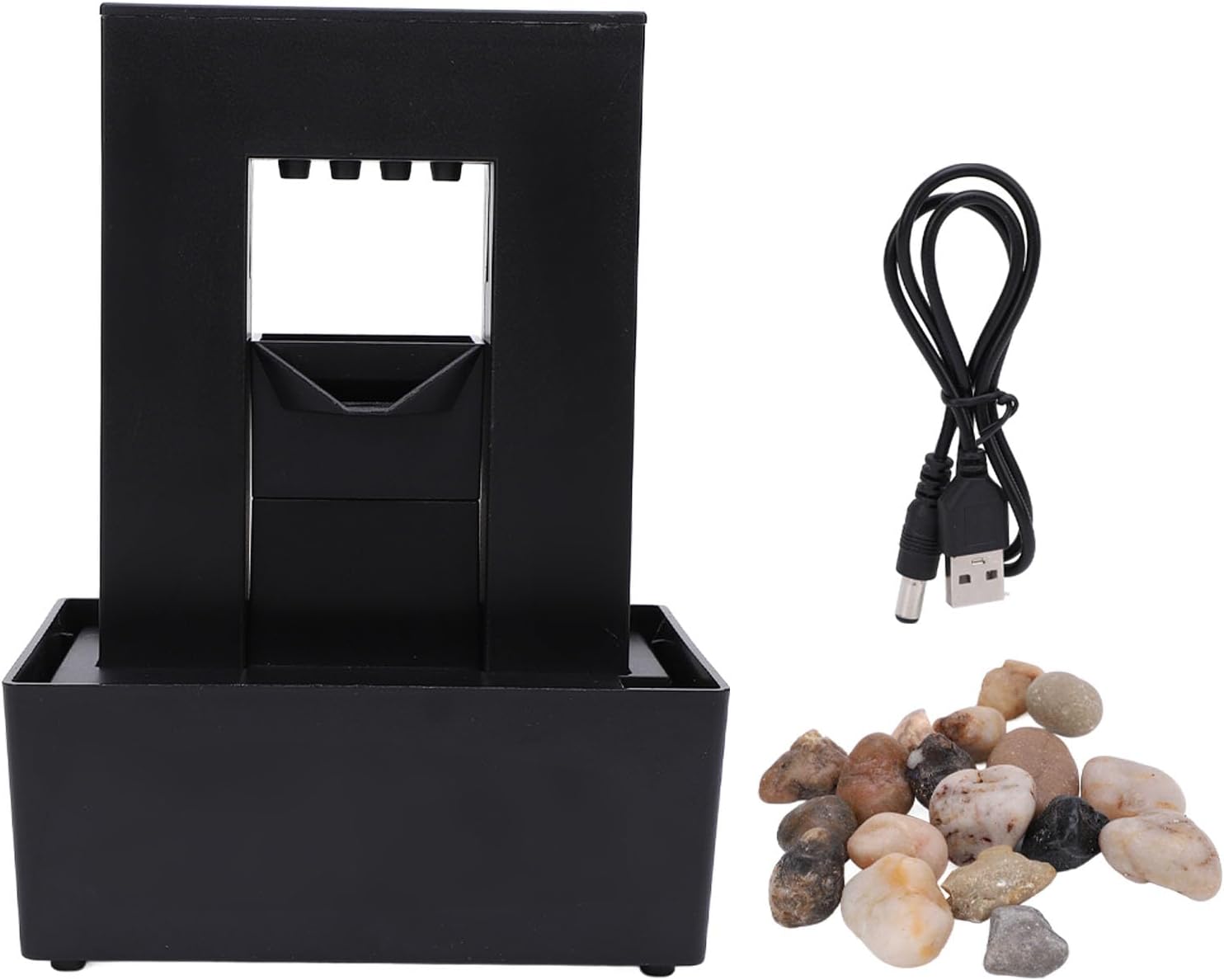 Tabletop Water Fountain with LED Light and Pebbles