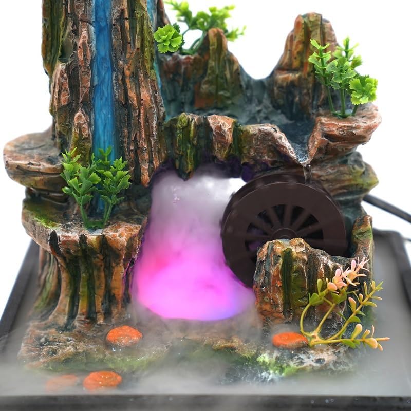 Indoor Rockery Fountain with Goldfish and Waterfall Decor