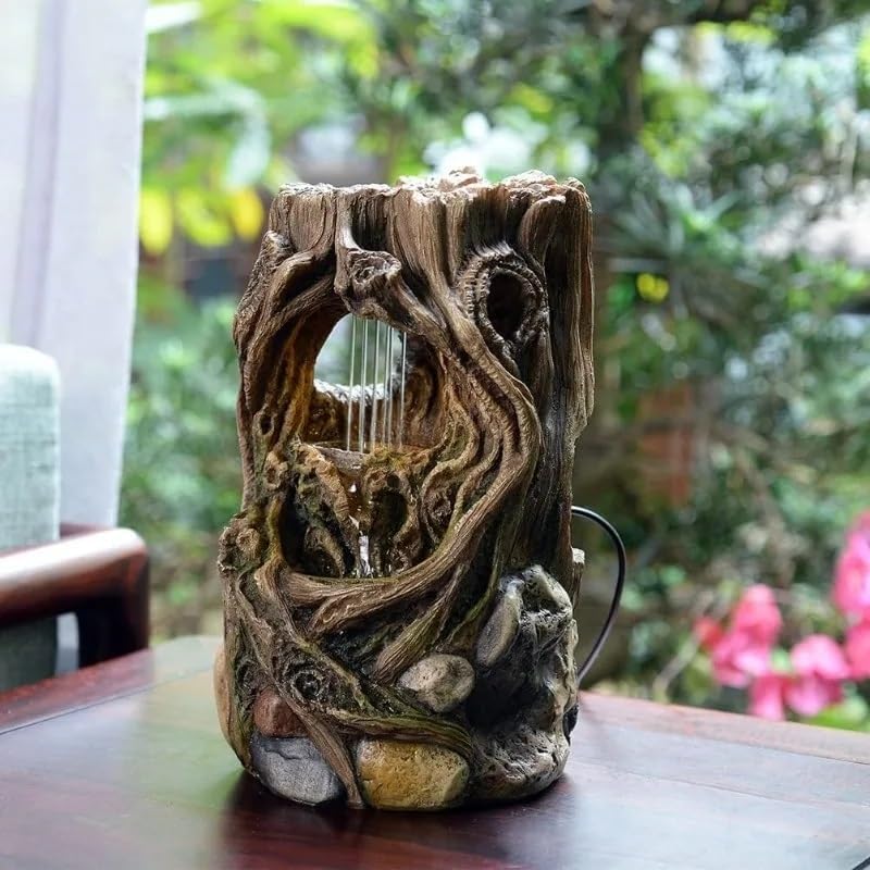 Artistic Indoor Fountain Stump for Desk Relaxation