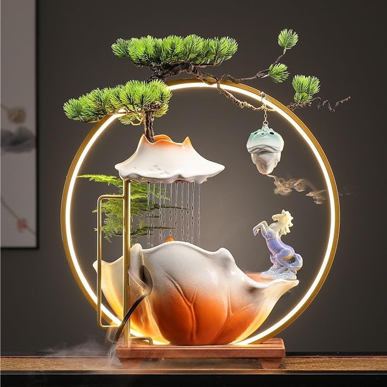 Indoor Lucky Water Fountain with Circulating Water for Living Room and Office