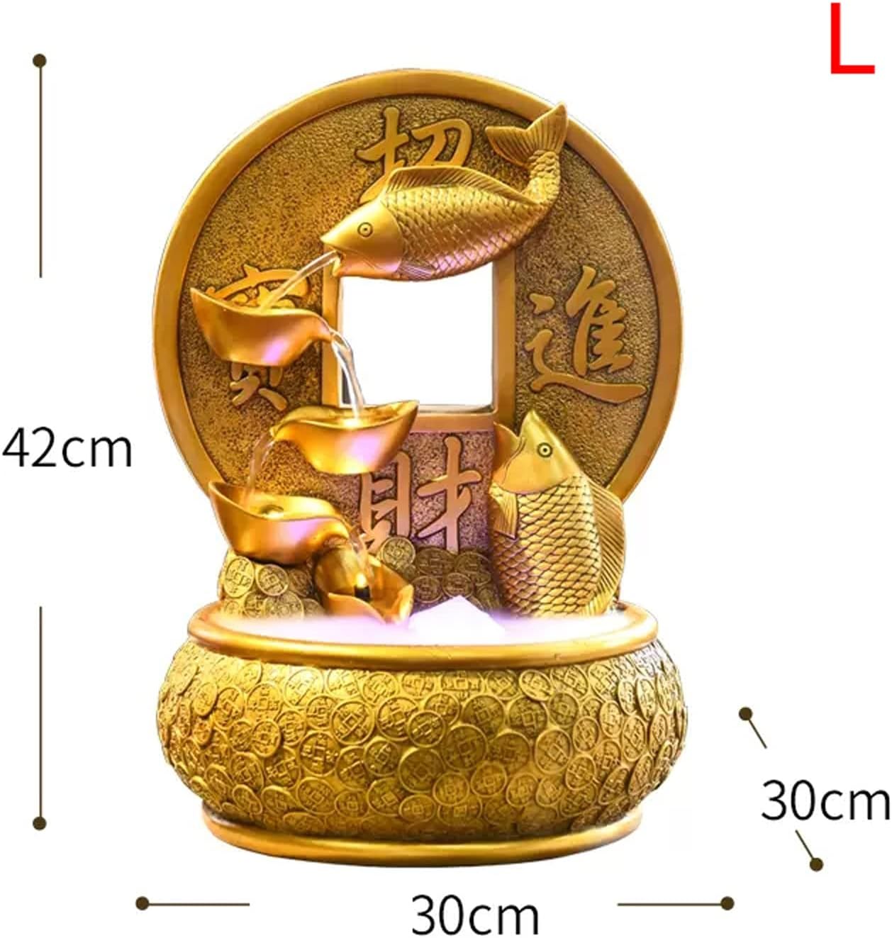 Golden Koi Indoor Waterfall Fountain with LED Light
