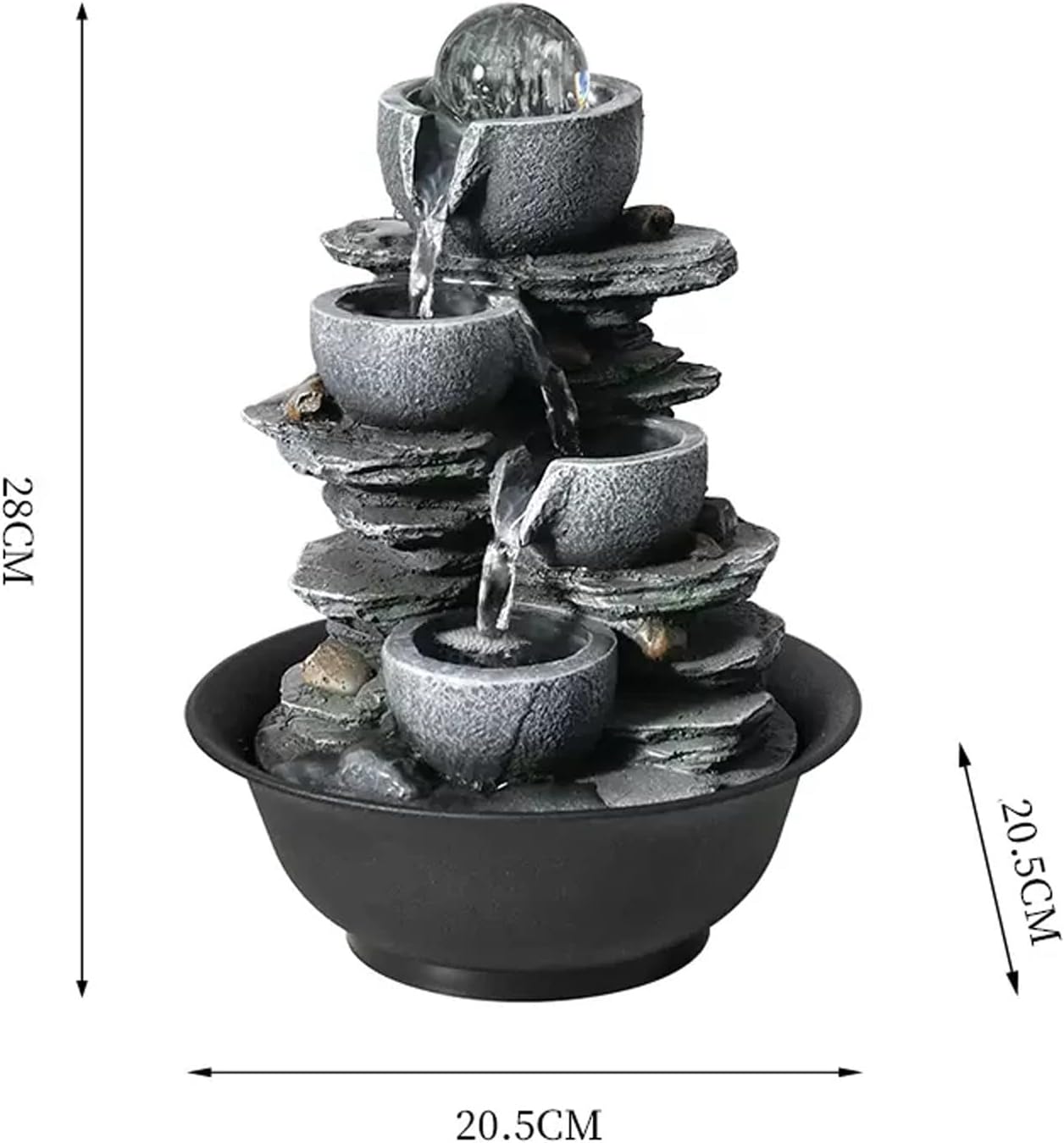 CLoxks XRXwuf689 Desktop Water Fountain with 4-Stage Bowl and Automatic Pump