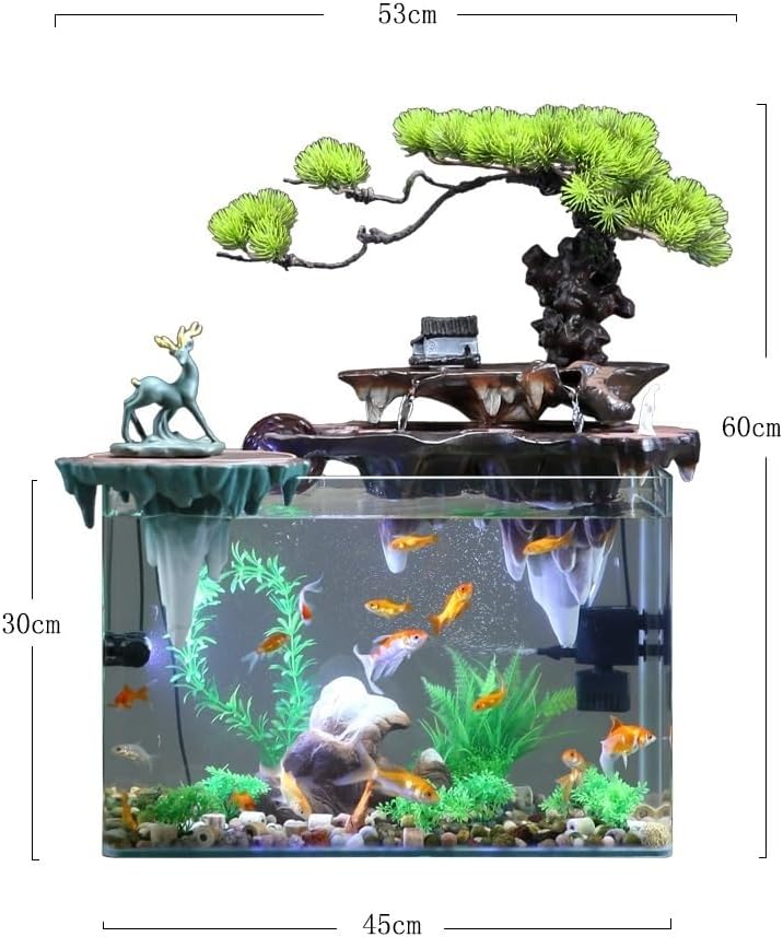 Indoor Water Fountain with Fish Tank Decor