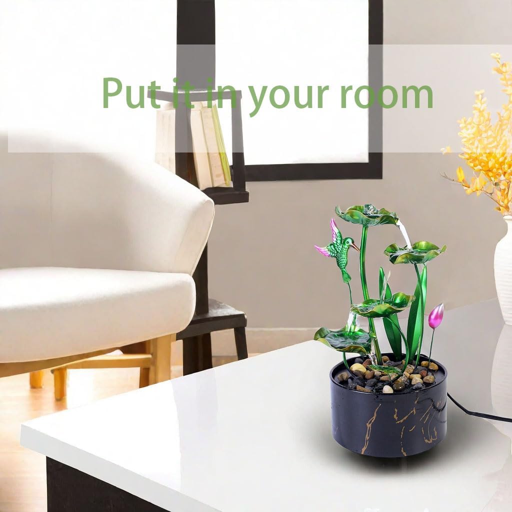 Bocnity 5-Tier Lotus Waterfall Fountain for Home Office Decor