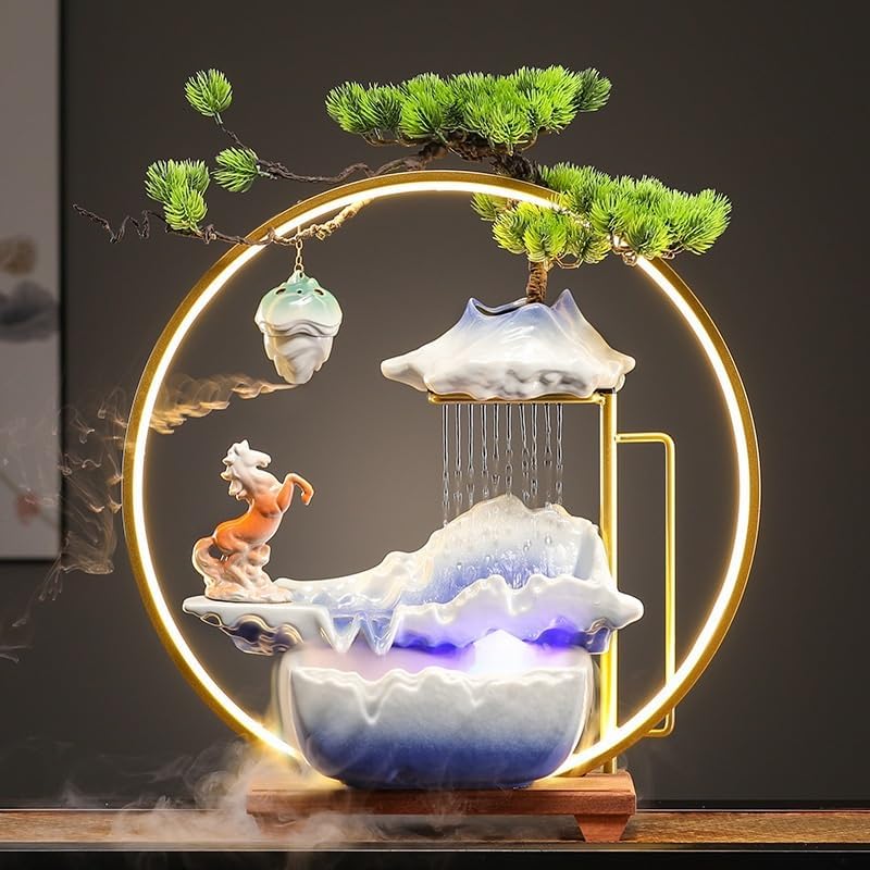 Water Fountain Indoor Flowing Rockery Humidifier Decor