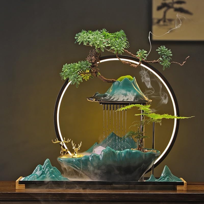Water Fountain Indoor Tabletop Fountain Zen Waterfall Decoration
