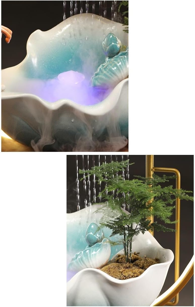 Chinese Style Ceramic Water Fountain for Wealth Attraction Indoor Decor