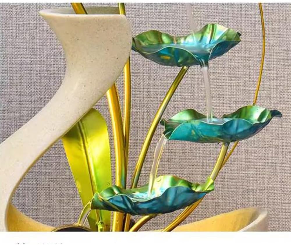 Elegant Desktop Water Fountain with Iron Lotus Design