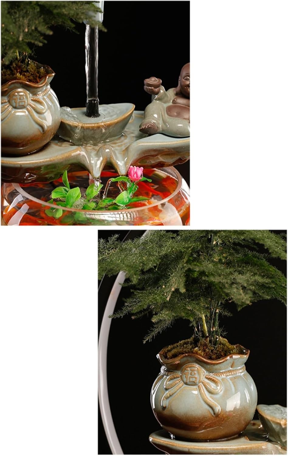 Modern Indoor Glass Fish Tank Water Fountain Desk Decoration