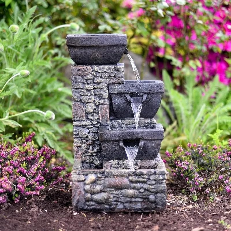 Water Fountain with LED Lights and Auto-Pump for Home and Outdoor Use