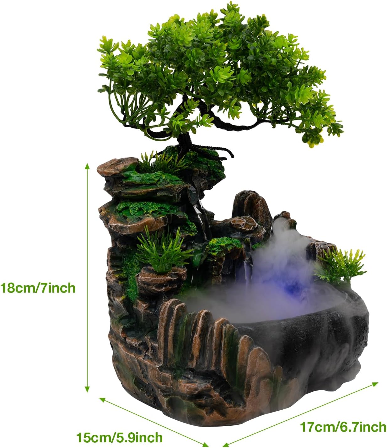 CaLaOCO Indoor Fountain Rockery with Atomizer and LED Light