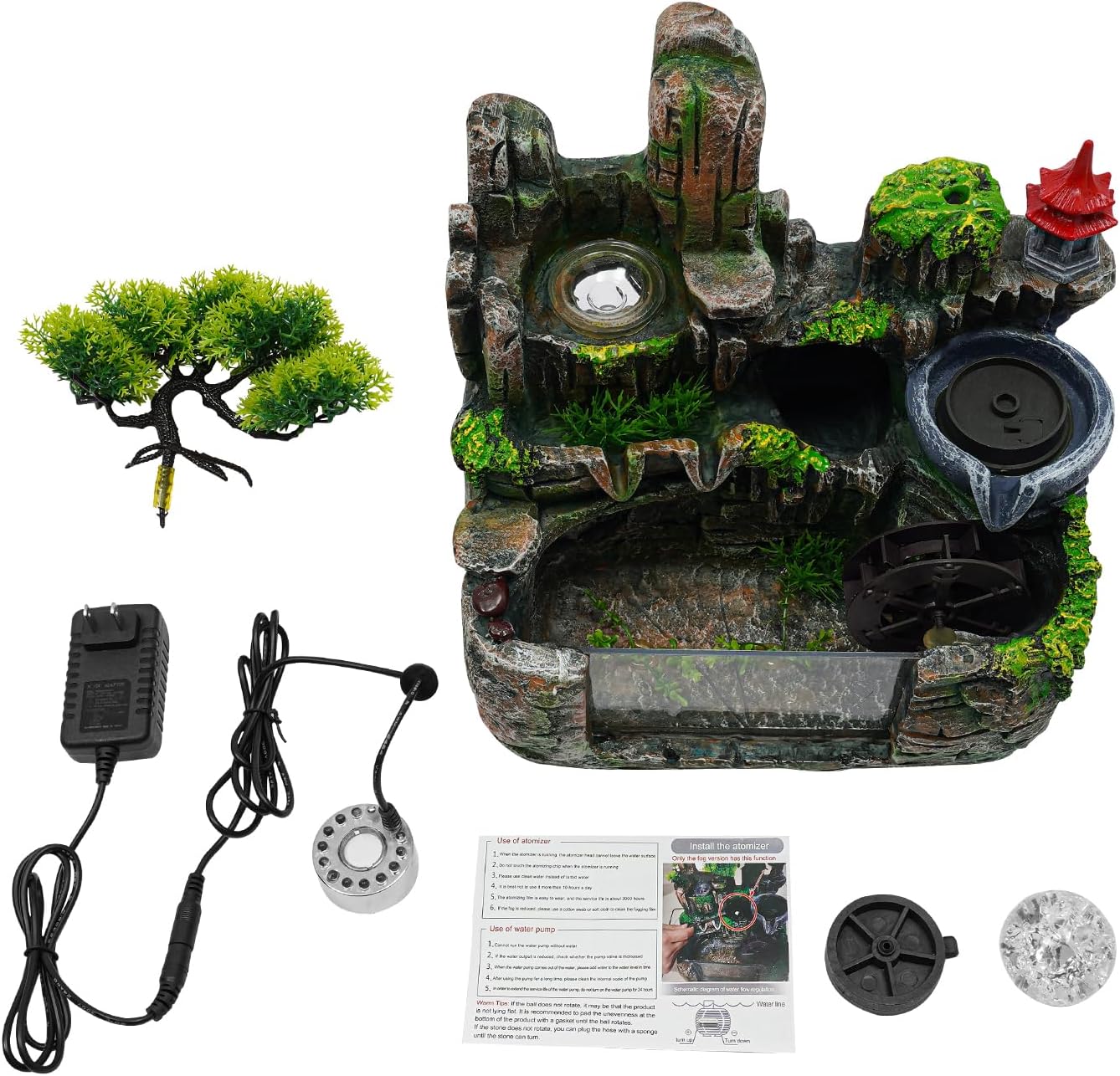 Gdrasuya10 Waterfall Desktop Fountain with Bonsai