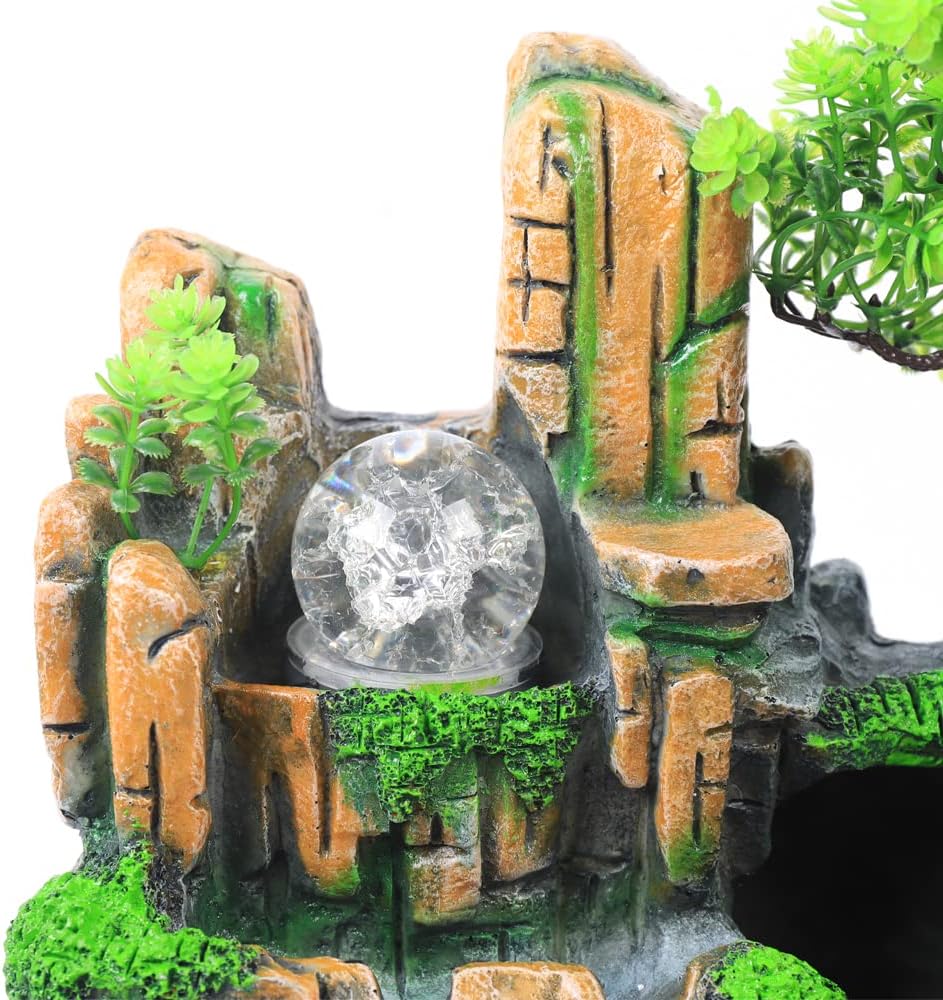 Yiponyt Tabletop Fountain with Rockery and LED Light