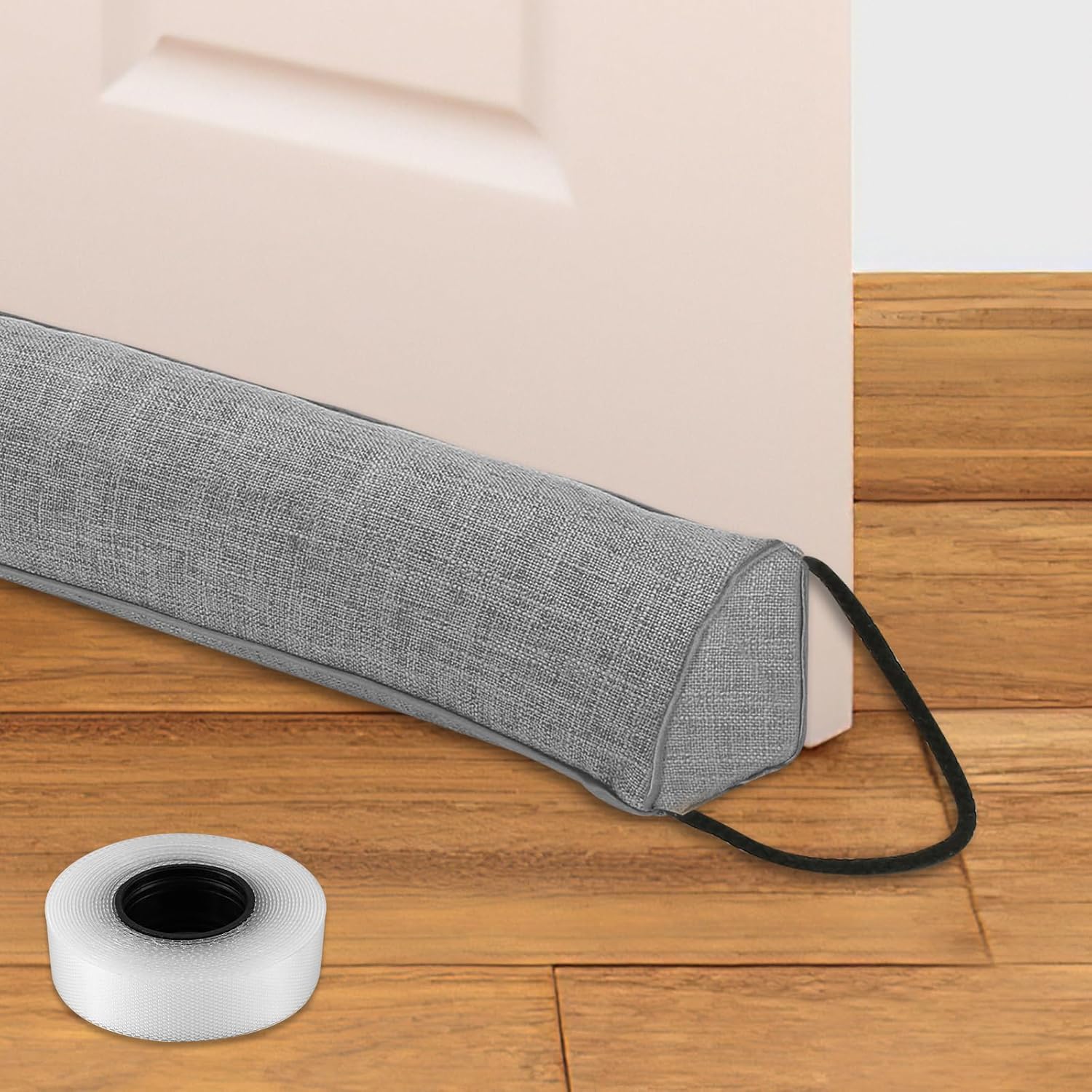 36 Inch Triangle Door Draft Stopper with Hanging Loops - Gray