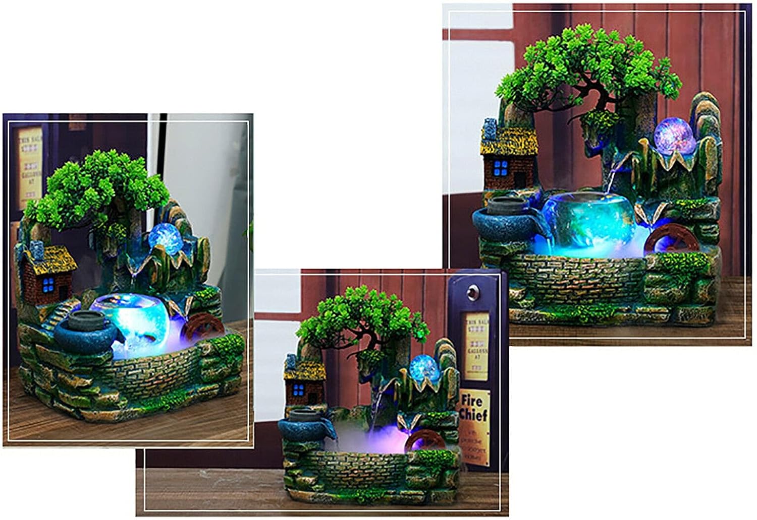Tabletop Fountain Waterfall Lucky Decor Humidifier Rockery