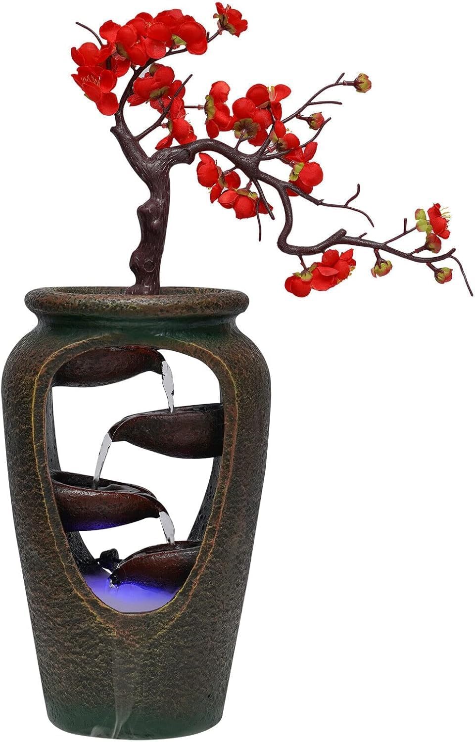 20 Flower Vase Tabletop Decorative Waterfall Humidifier with LED Lights