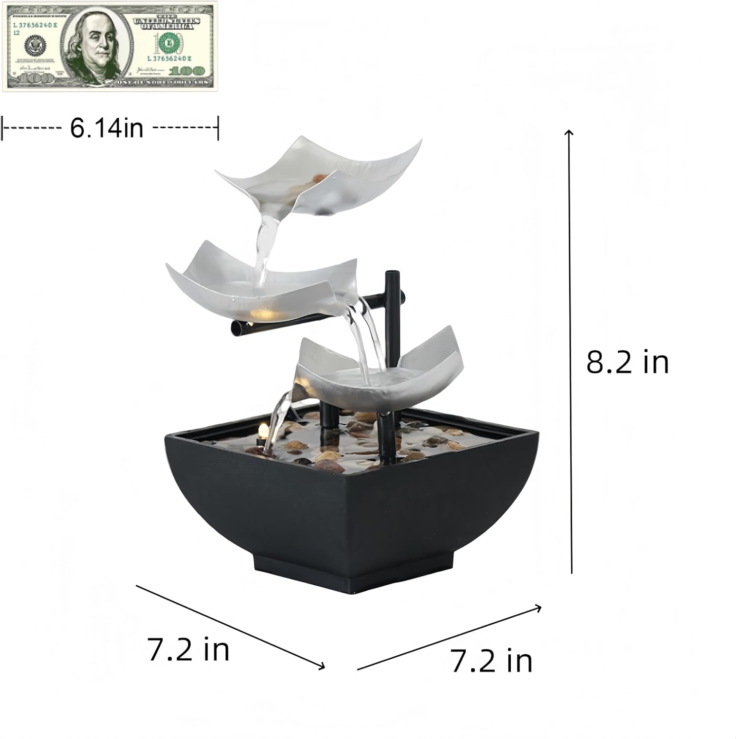 Fengshui Caishen Tabletop Water Fountain for Meditation and Relaxation