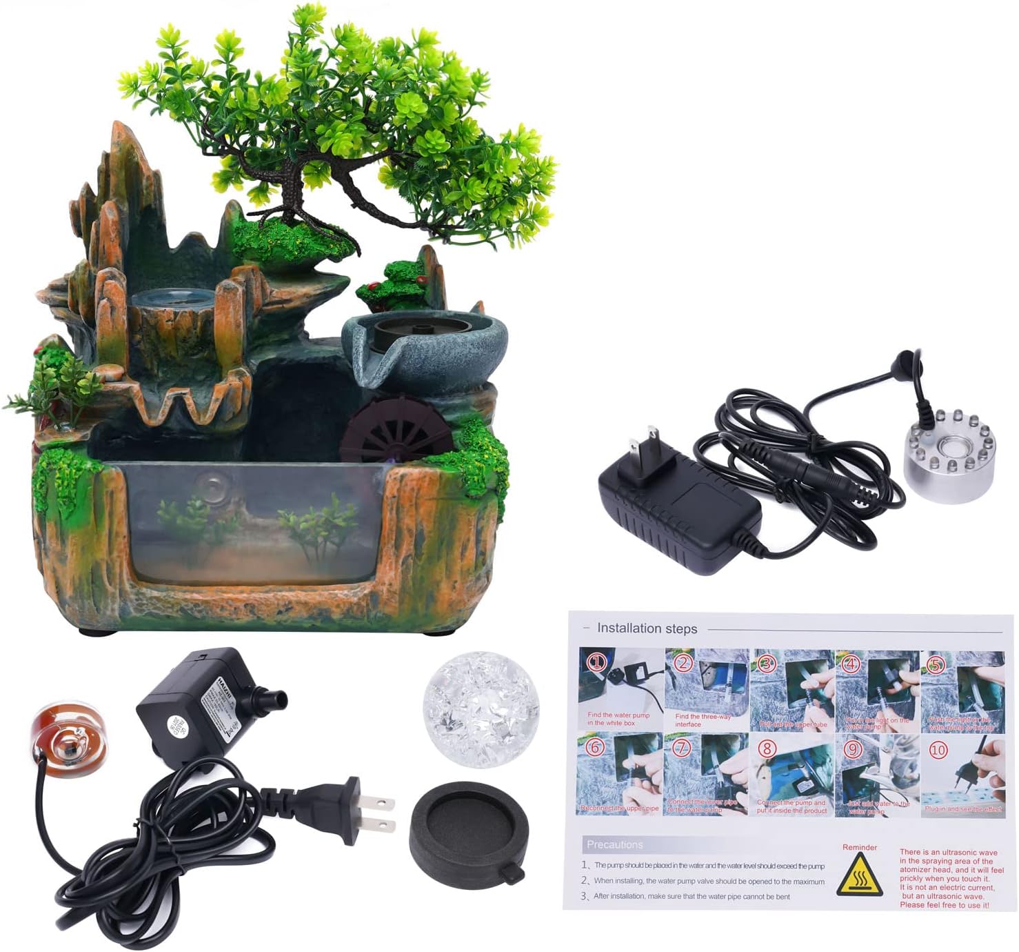 CaLaOCO Indoor Fountain Rockery with Atomizer and LED Light 1