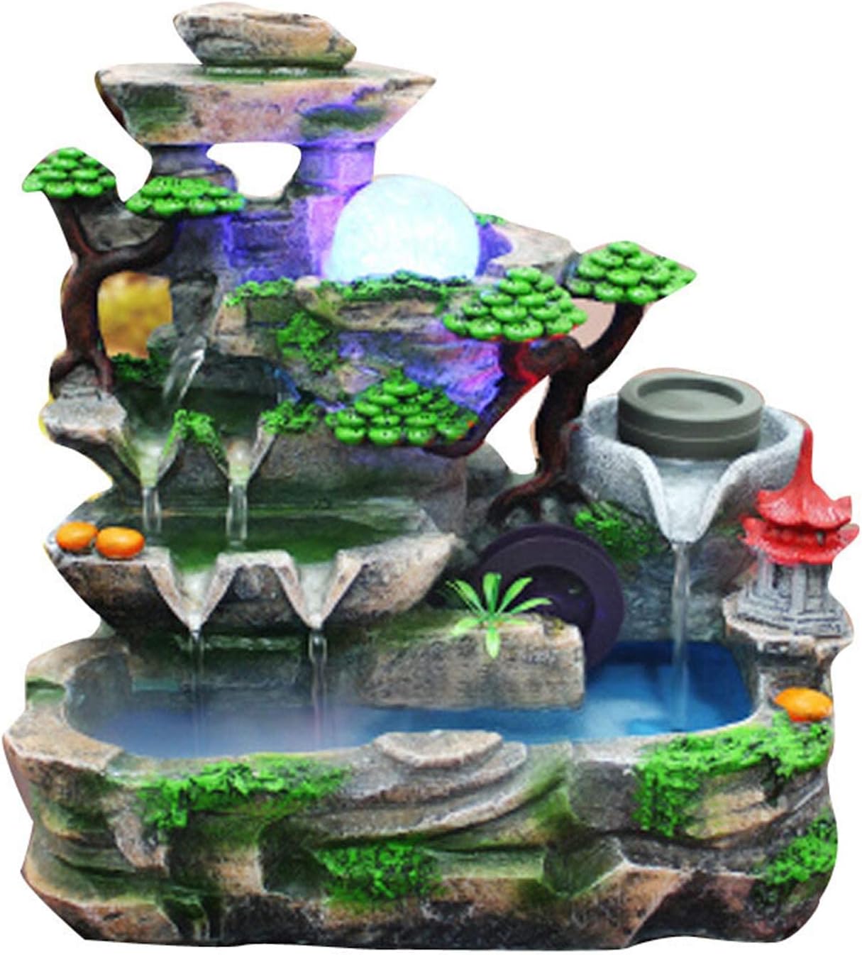 Winneshop Tabletop Fountain with LED Lights and Pump