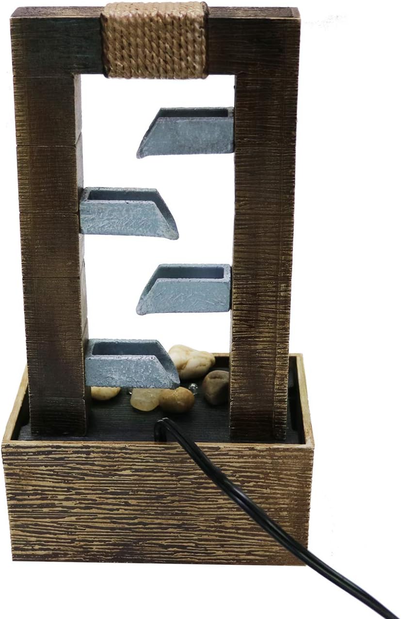 Natures Mark 10 Inch 4 Tiered Water Fountain with LED Lights