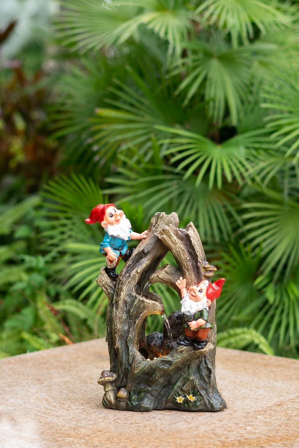 Decorative Woodland Gnome Water Fountain with LED Light 1