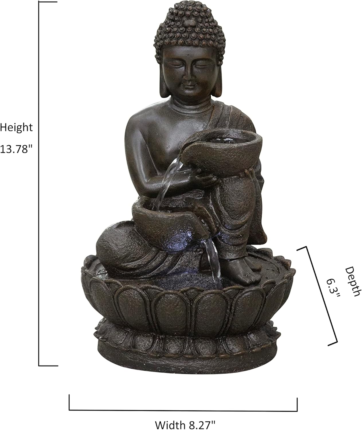 Hi-Line Gift Ltd 1375 Inch Buddha Fountain with LED Tabletop Decor