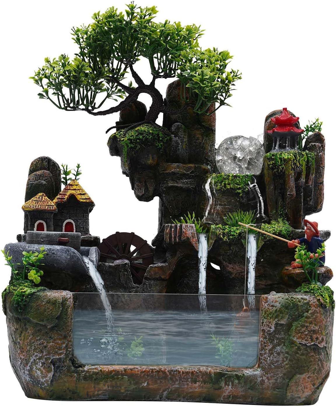 Tabletop Water Fountain with LED Light and Mist