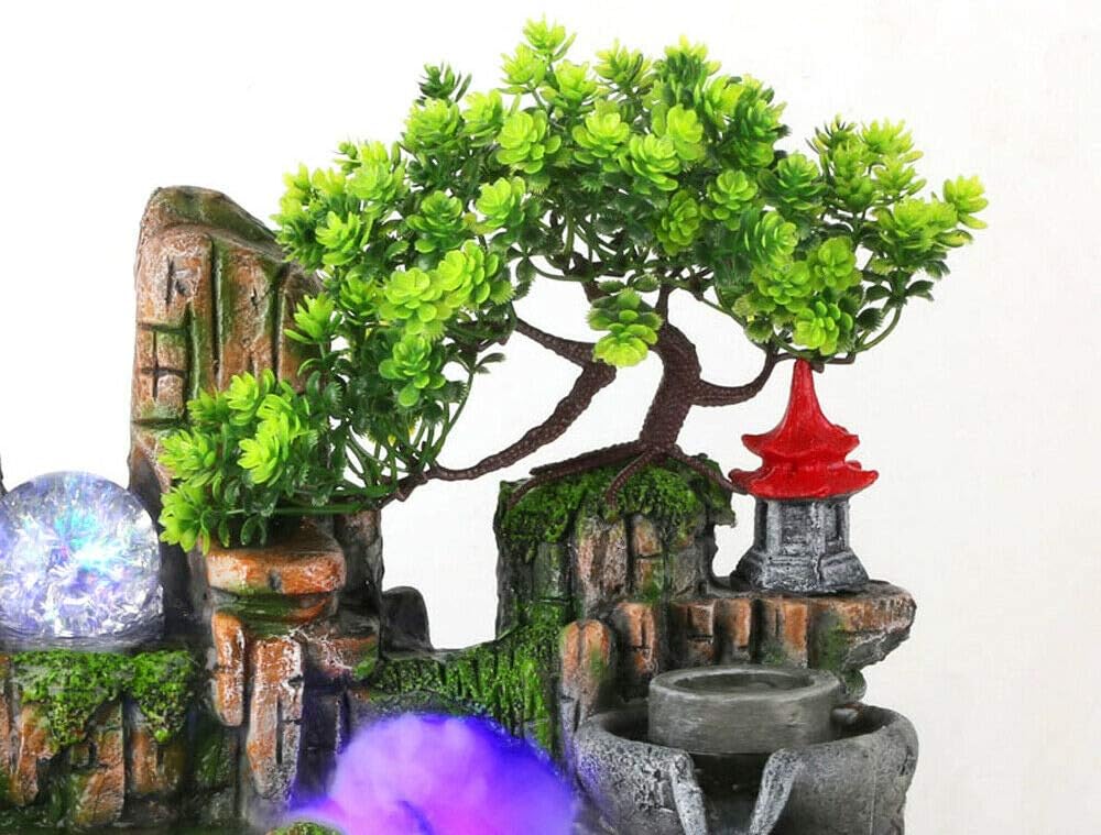 Indoor Waterfall Fountain with LED Lights and Aquarium