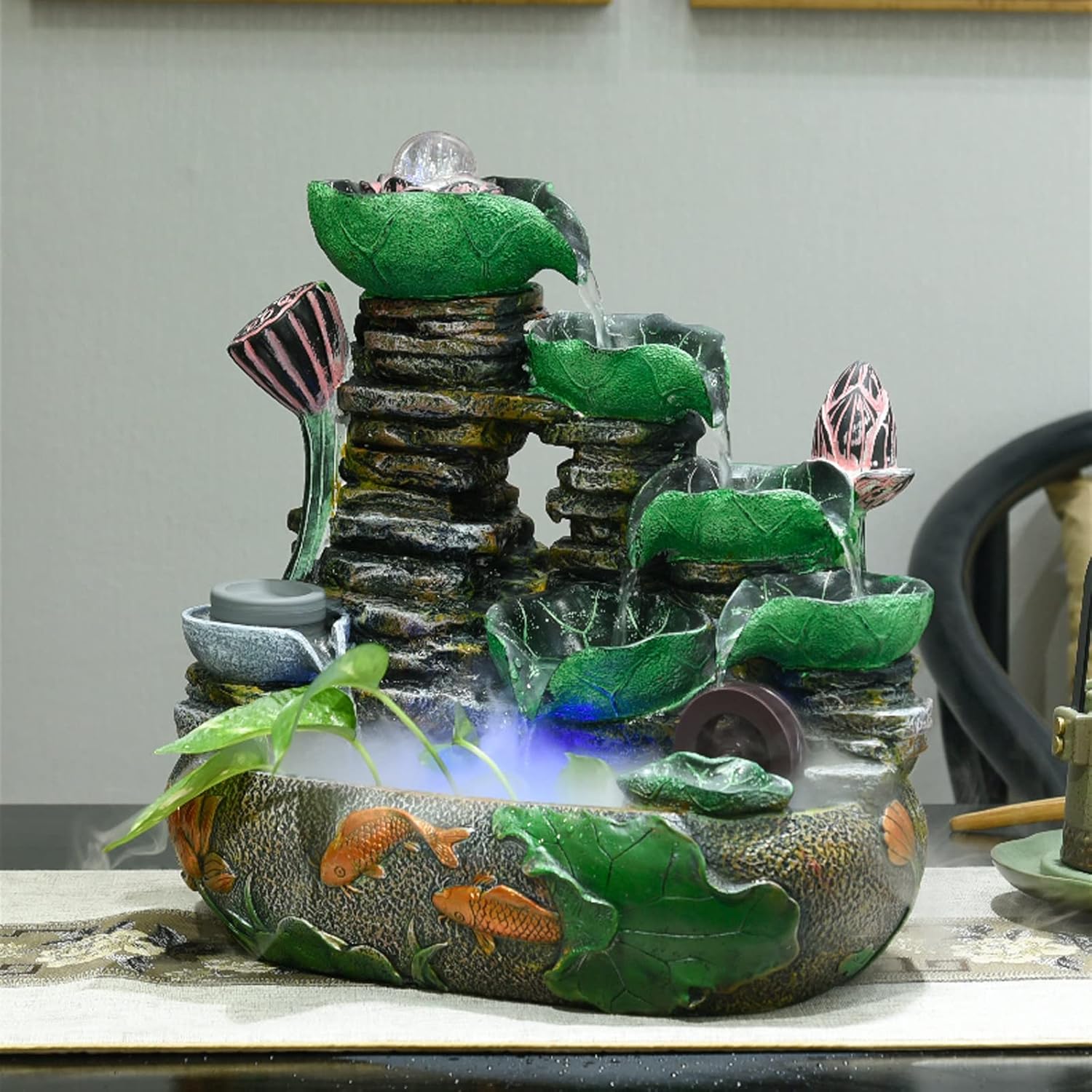 Xilin-872 Resin Indoor Fountain with Water Mist and Pump