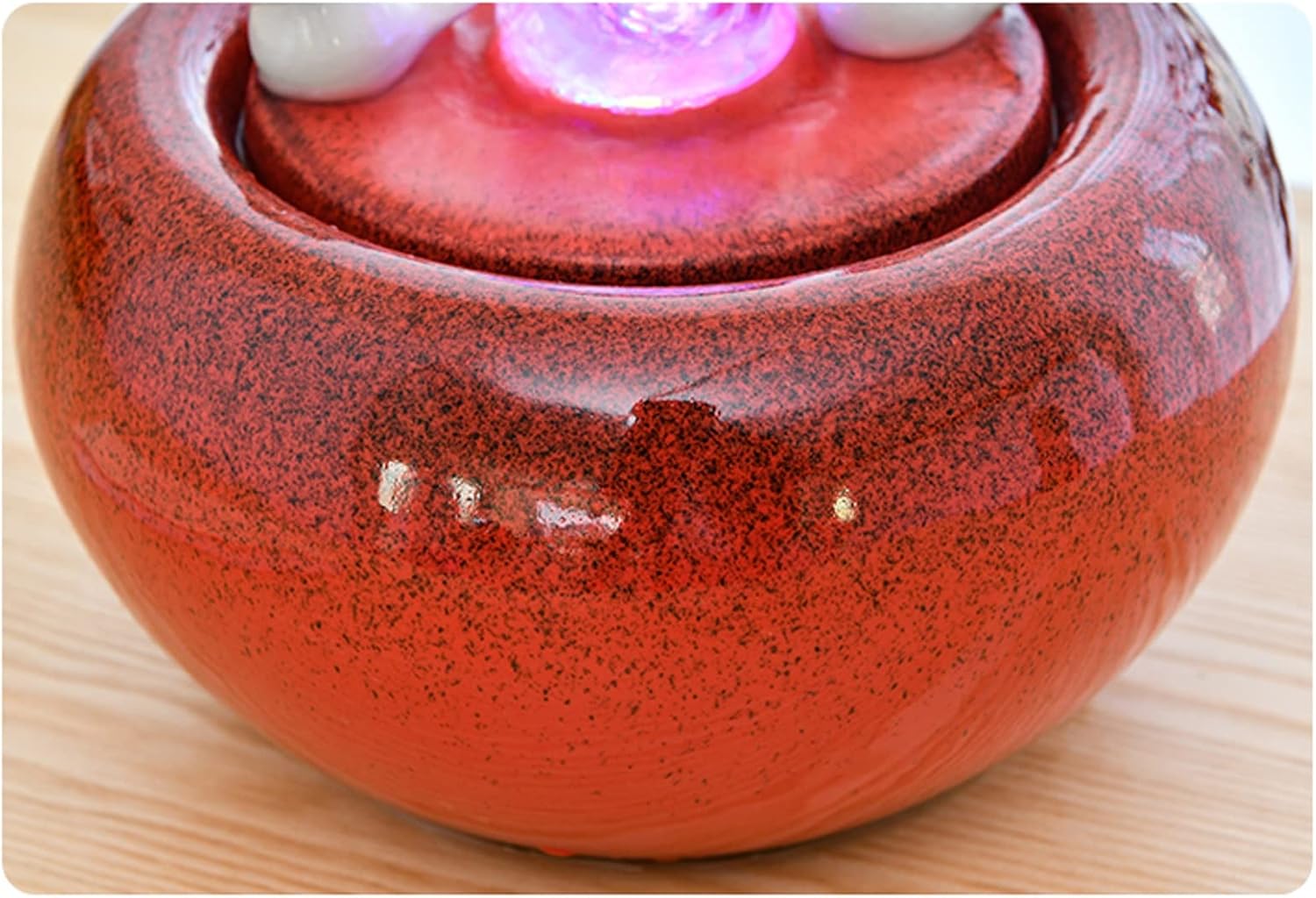 XRXwuf689 Red Ceramic Desktop Water Fountain