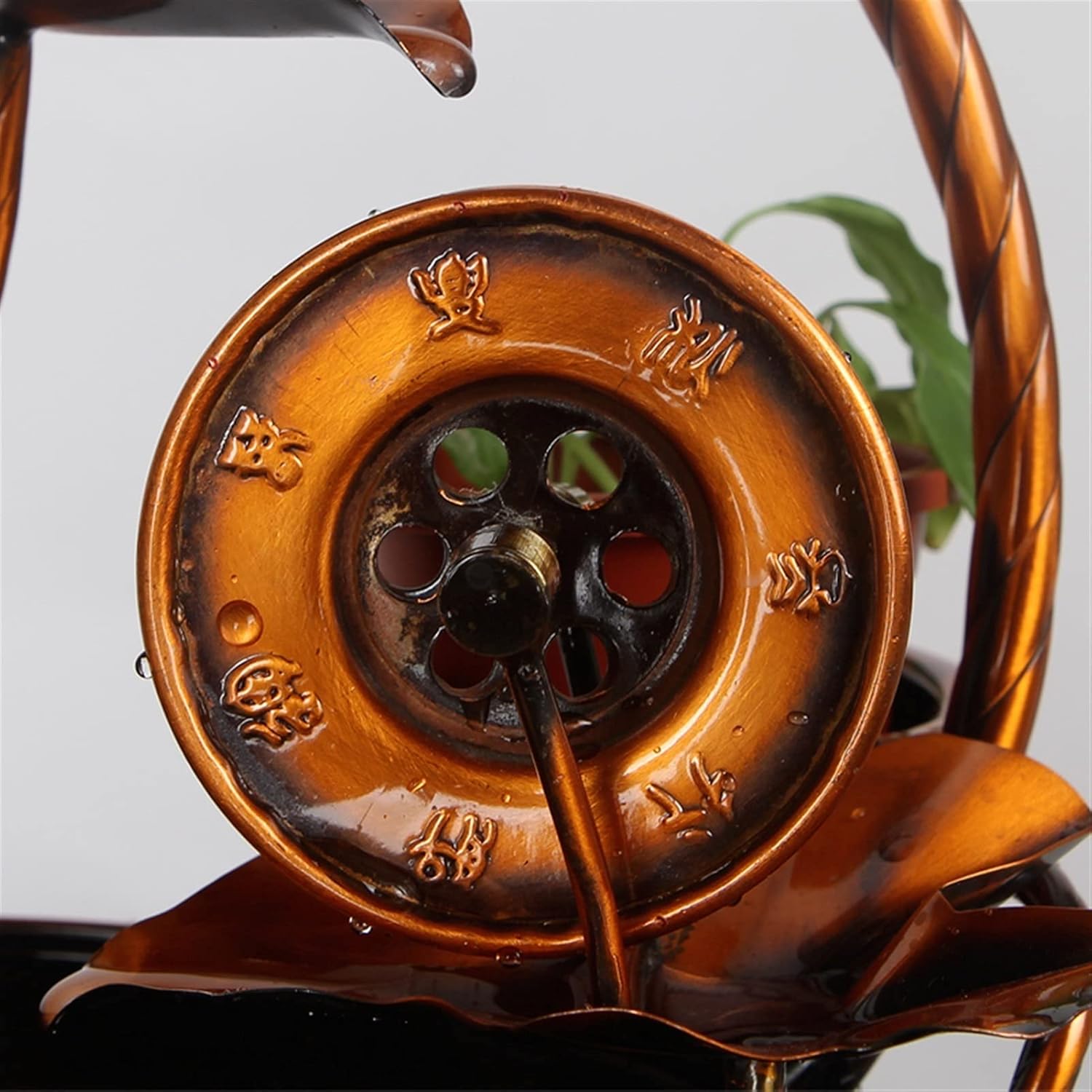 Desktop Fountain - Indoor Waterfall Decoration with Green Planting Tray and Feng Shui Symbol