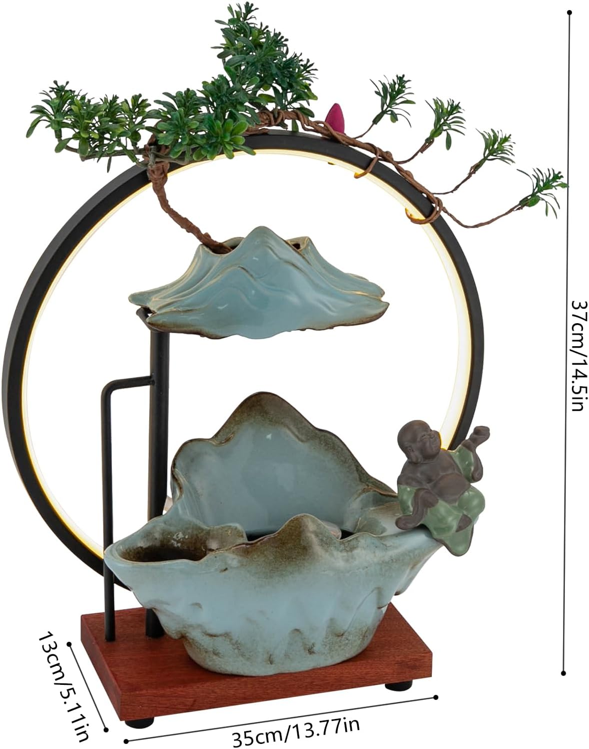 Zen Desktop Water Fountain with LED and Fog
