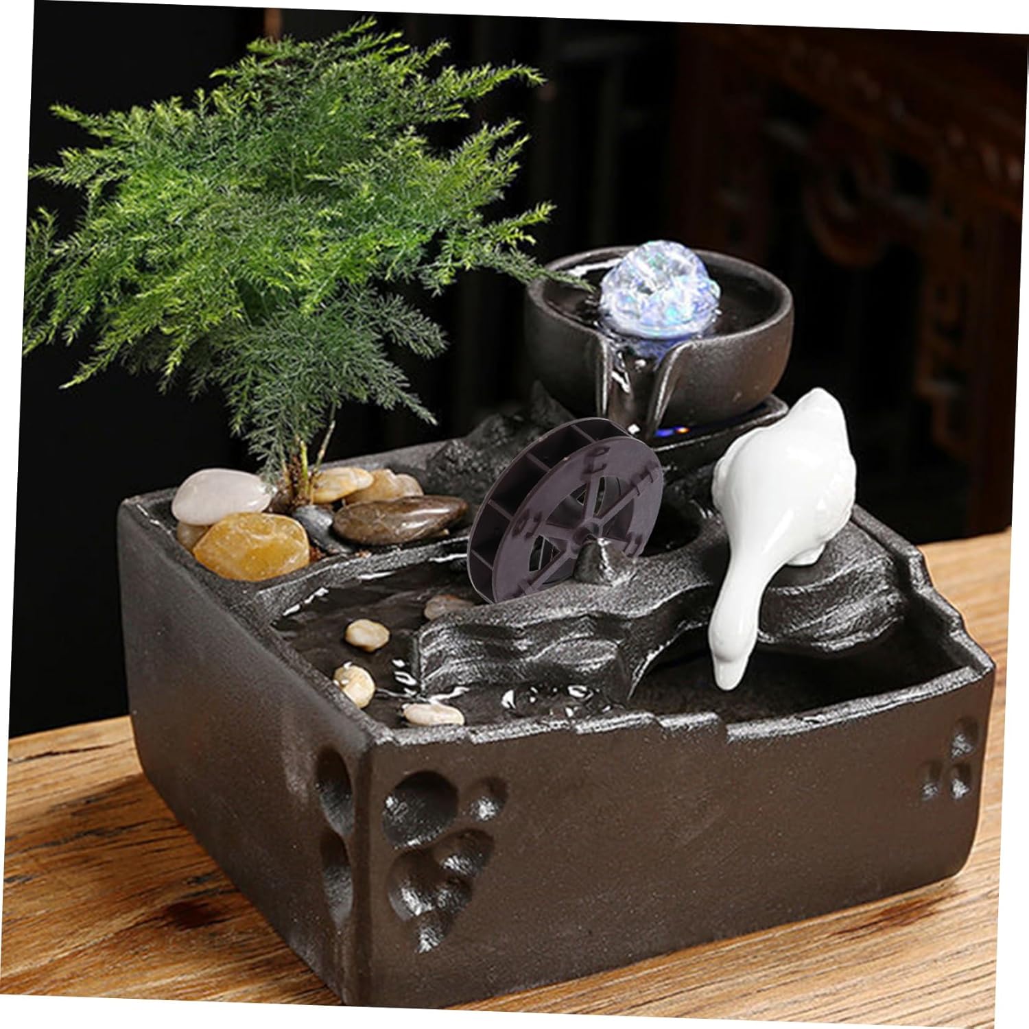 Healifty 2pcs Water Wheel Fountain for Fish Tank and Indoor Garden