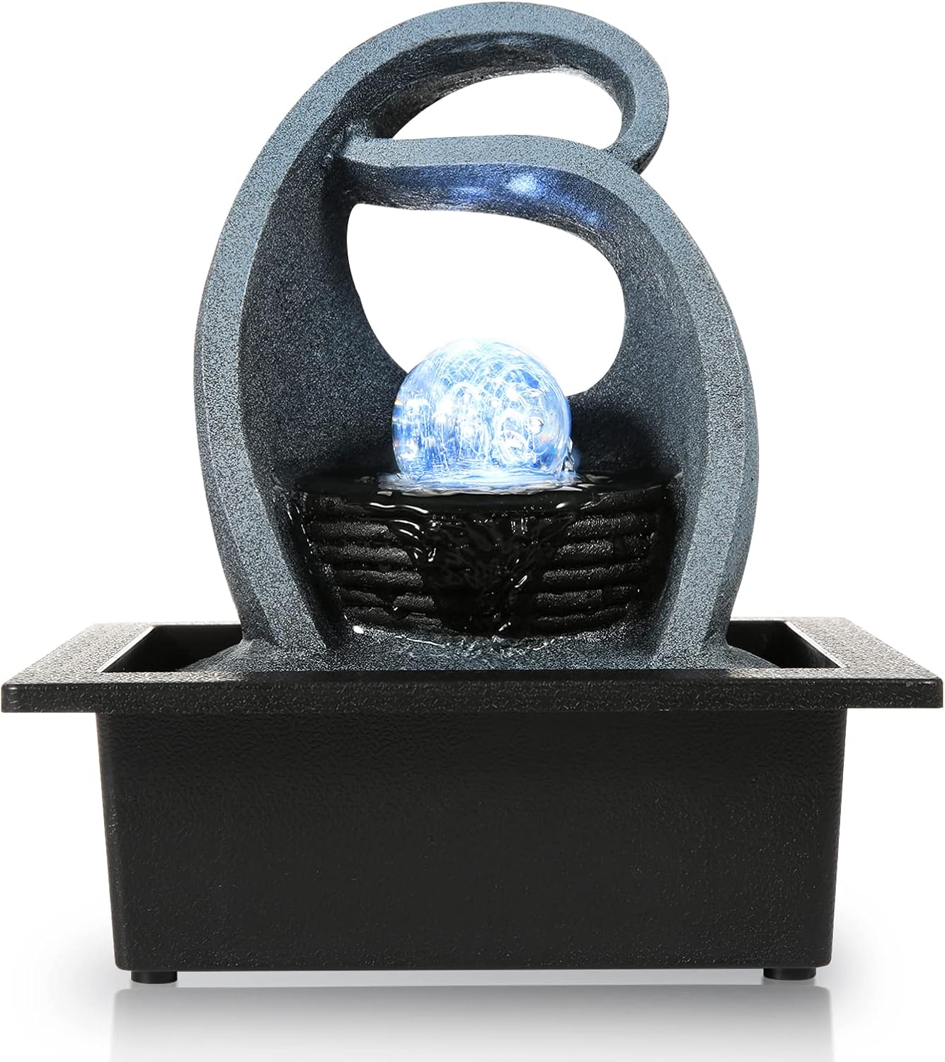WICHEMI Water Fountain with LED Rolling Ball Indoor Fountain for Home and Office Decor